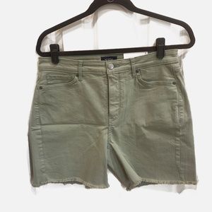 High-rise A-Line Shorts Fray Hem NYDJ Bamboo Green